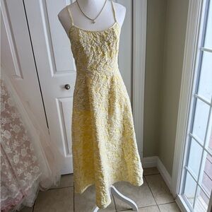 Yellow Textured  Midi Dress